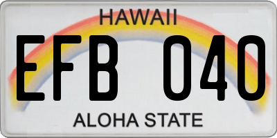 HI license plate EFB040