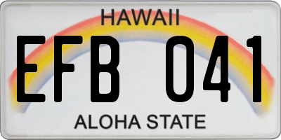 HI license plate EFB041