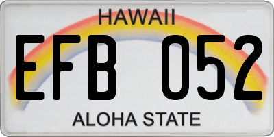 HI license plate EFB052