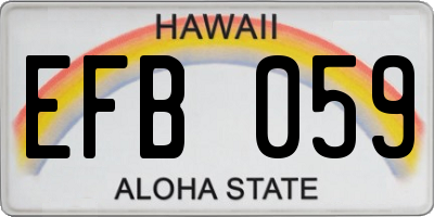 HI license plate EFB059