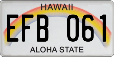 HI license plate EFB061