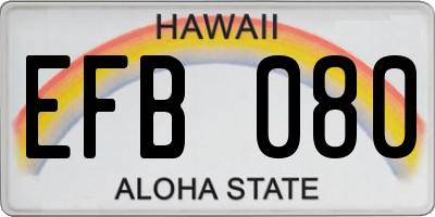 HI license plate EFB080
