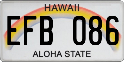HI license plate EFB086