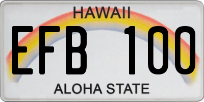 HI license plate EFB100