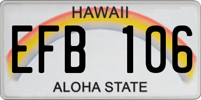 HI license plate EFB106