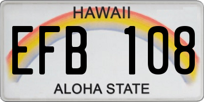 HI license plate EFB108