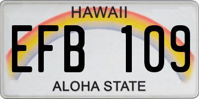HI license plate EFB109