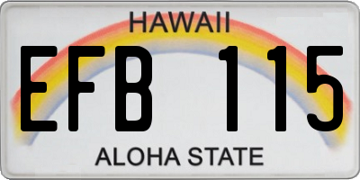 HI license plate EFB115