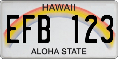 HI license plate EFB123