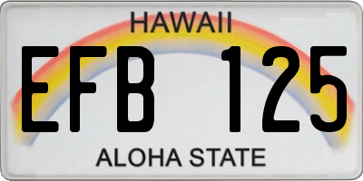 HI license plate EFB125
