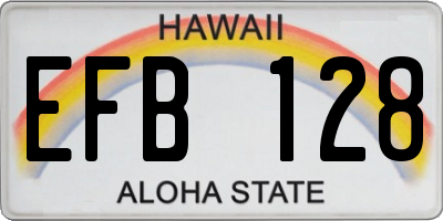 HI license plate EFB128