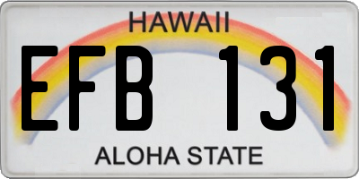 HI license plate EFB131