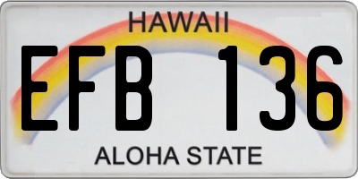 HI license plate EFB136