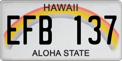 HI license plate EFB137