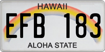 HI license plate EFB183