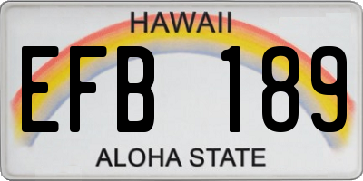 HI license plate EFB189