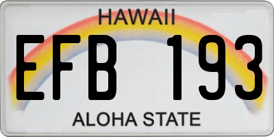 HI license plate EFB193