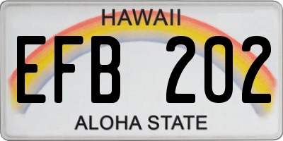 HI license plate EFB202