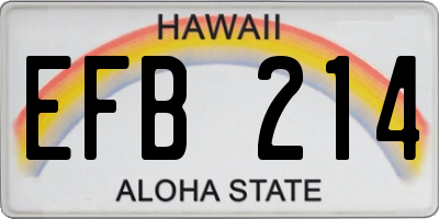 HI license plate EFB214