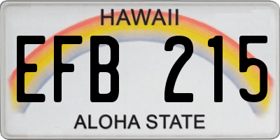 HI license plate EFB215