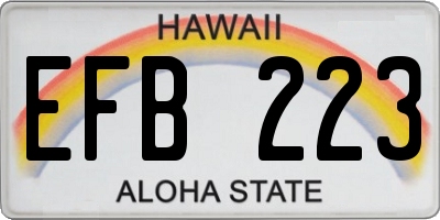 HI license plate EFB223