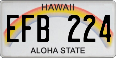 HI license plate EFB224