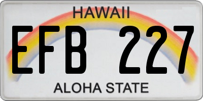 HI license plate EFB227