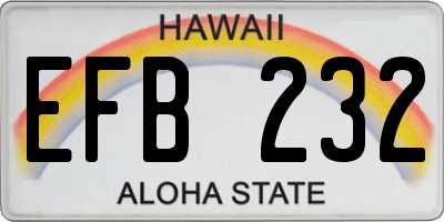 HI license plate EFB232