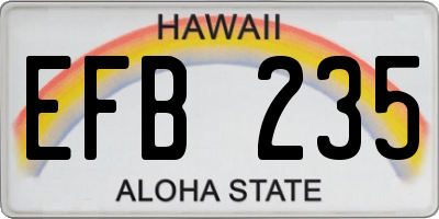 HI license plate EFB235