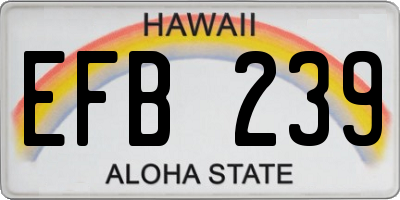 HI license plate EFB239