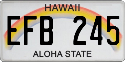 HI license plate EFB245