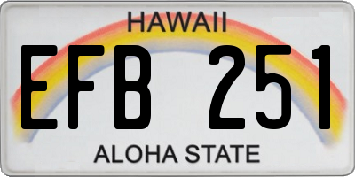 HI license plate EFB251