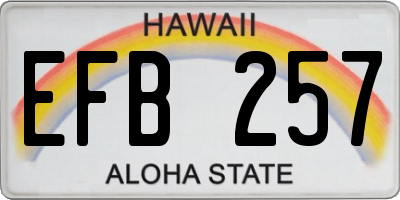 HI license plate EFB257