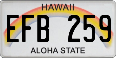 HI license plate EFB259