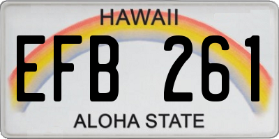HI license plate EFB261