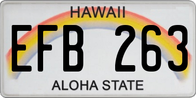 HI license plate EFB263