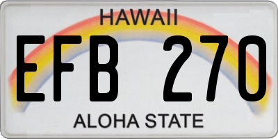 HI license plate EFB270
