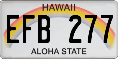 HI license plate EFB277