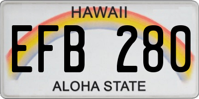 HI license plate EFB280