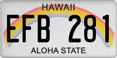 HI license plate EFB281