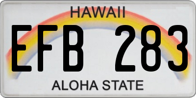 HI license plate EFB283