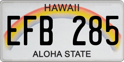 HI license plate EFB285