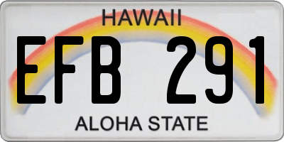 HI license plate EFB291