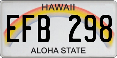 HI license plate EFB298