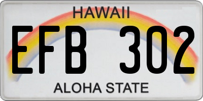 HI license plate EFB302