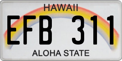 HI license plate EFB311