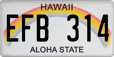 HI license plate EFB314