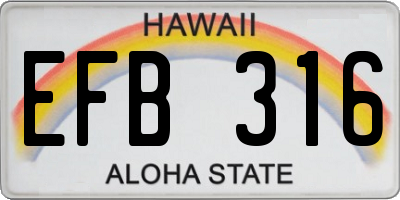 HI license plate EFB316
