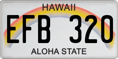 HI license plate EFB320