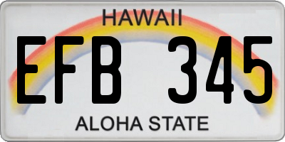 HI license plate EFB345